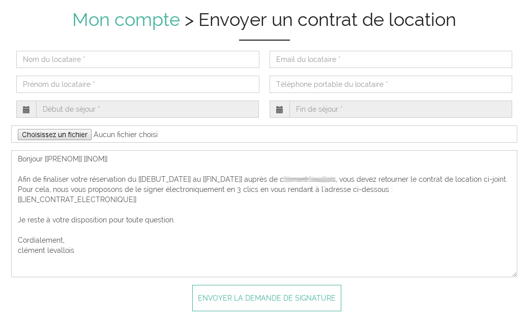 Demande de signature de contrat de location