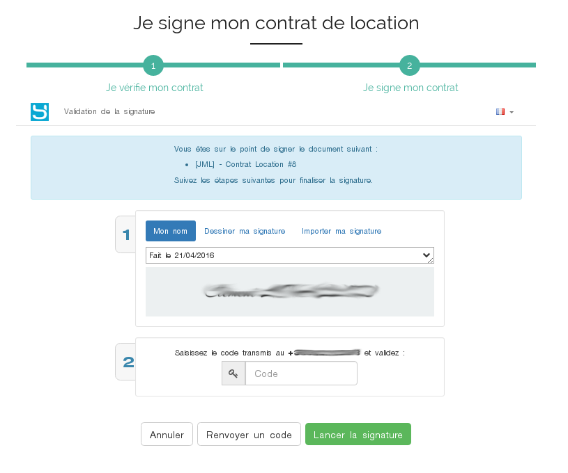 Signature du contrat de location